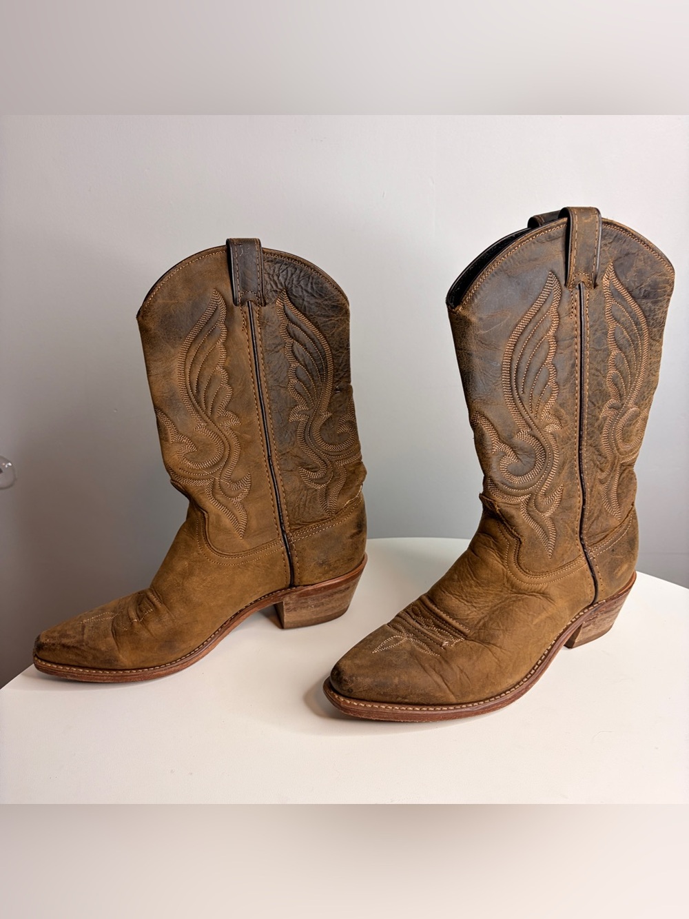 Abilene Boots Classic Brown Leather Cowboy Boots Womens 8 - Picture 9 of 10